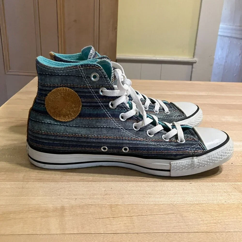 Converse Mens All Star High Top Peacock Acor Striped Sneakers Size 9 Blue SP EXC - Picture 1 of 12